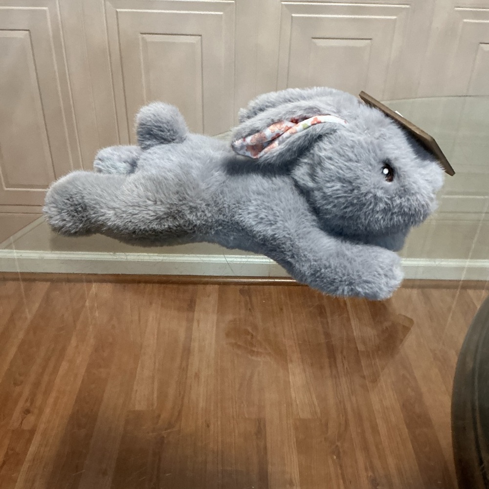 Brand New Pally Paws 13" Bunny Rabbit Dog Toy w/Squeaker, Grey,  New